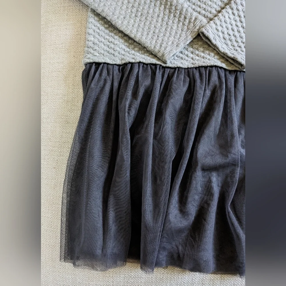 NWT Gap Kids Girl's size XXL Knit Sweater Dress Tulle Gray Long Sleeve Holiday